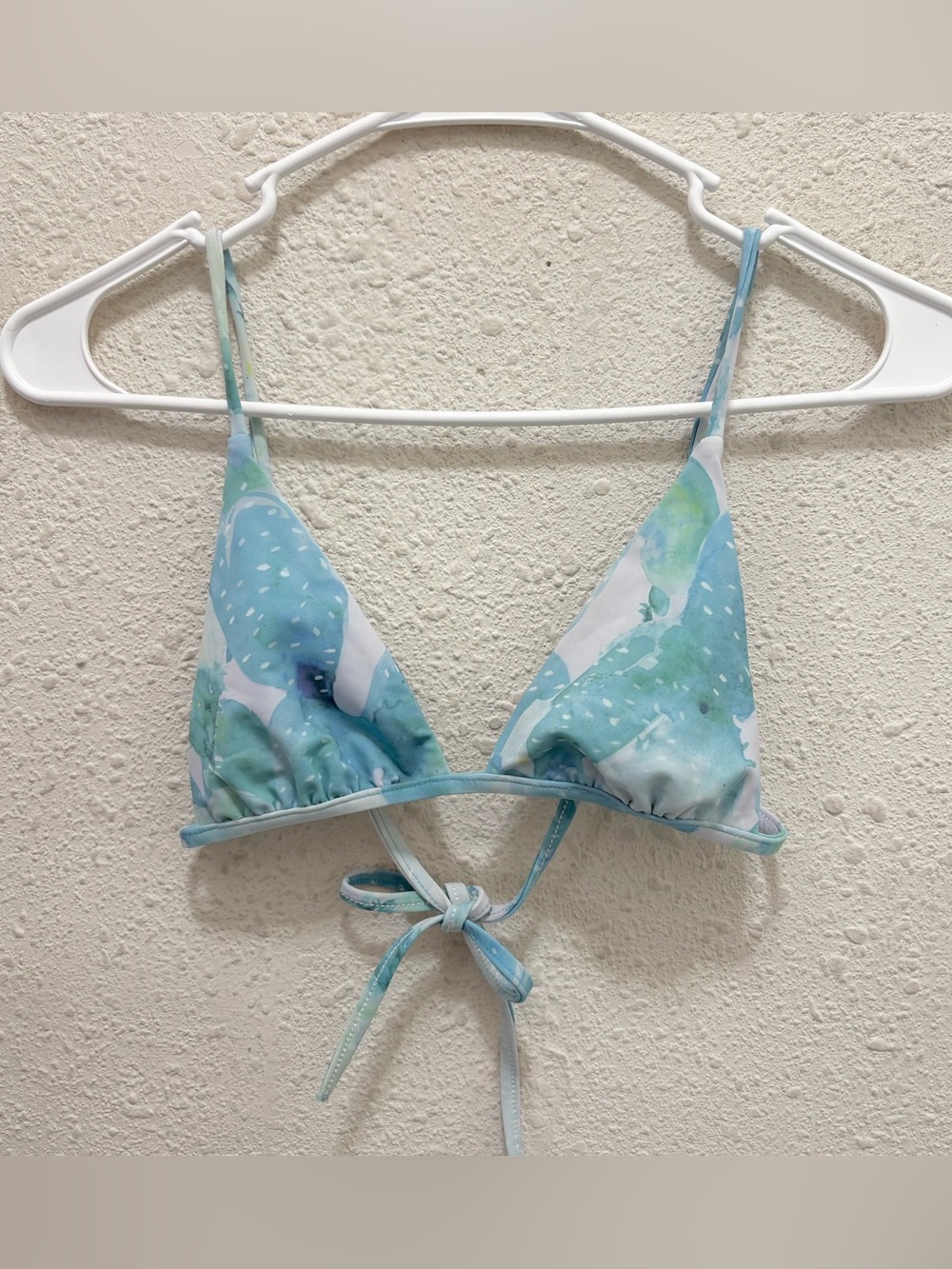 Skatie Triangle Bikini Top Blue Cactus Palm Size Small